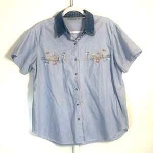 Vintage Embroidered 90s Spring Top